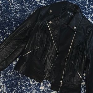 Black Fringe Leather Jacket